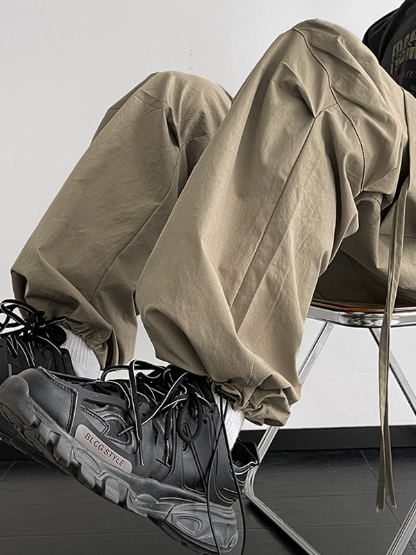 Pantalones cargo con cordón y múltiples bolsillos para hombre-4