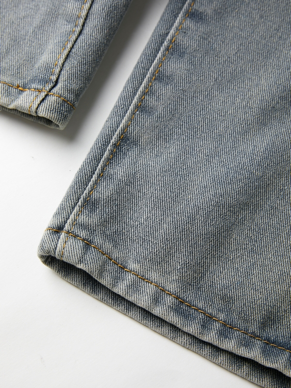 Vaqueros holgados con ribete crudo desgastados Street para hombre-5